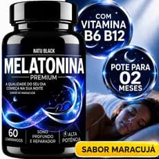 Melatonina Premium com Vitamina B6 B12 Original Triptofano Sabor Maracujá Pote Para 02 Meses 1000mg