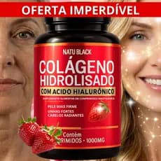 Ácido Hialurônico com Colágeno Premium ORIGINAL 1000mg Queda de Cabelo Pele Firme Unhas Fortes