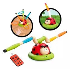 Brinquedo Infantil Educativo Joaninha 3 Em 1 Jogo Acerta Argola Foguete Com Controle Remoto