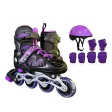 Patins Roller In Line Motion 4 Rodas Tamanho Ajustável Com Kit Proteção