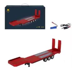 Carreta Prancha Rebaixada Huina 1502 1/18 Cores Vermelho E Cinza