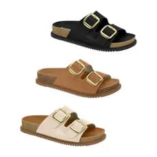 Sandália Papete Beira Rio Feminina Birken Conforto Fivela Leve