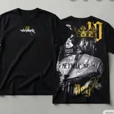 Camiseta 100% Algodão Estampa Futebol Brasil Neymar Jr Ouro