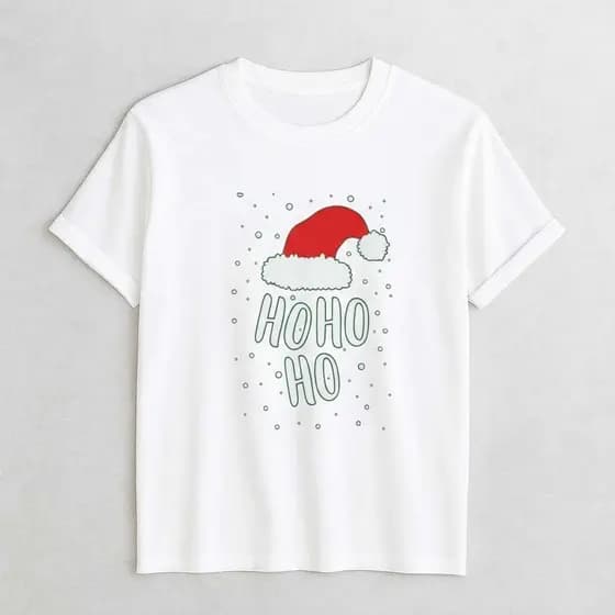 Camiseta Slim Natal Ho Ho Ho Unissex 100% Algodão Fio 30.1