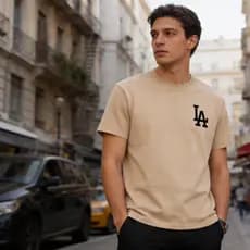 Camiseta Masculina Slim Algodão Premium Estampa LA Fio 30.1