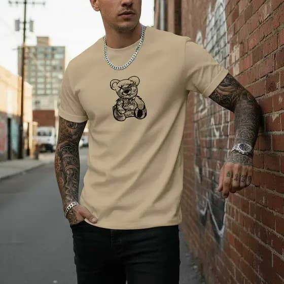 Camiseta Masculina Urso Streetwear Premium 100% Algodão