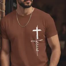 Camiseta Masculina Slim Jesus Estampa Moderna 100% Algodão Fio 30.1