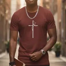 Camiseta Masculina Slim Fé Minimalista Conforto 100% Algodão Fio 30.1