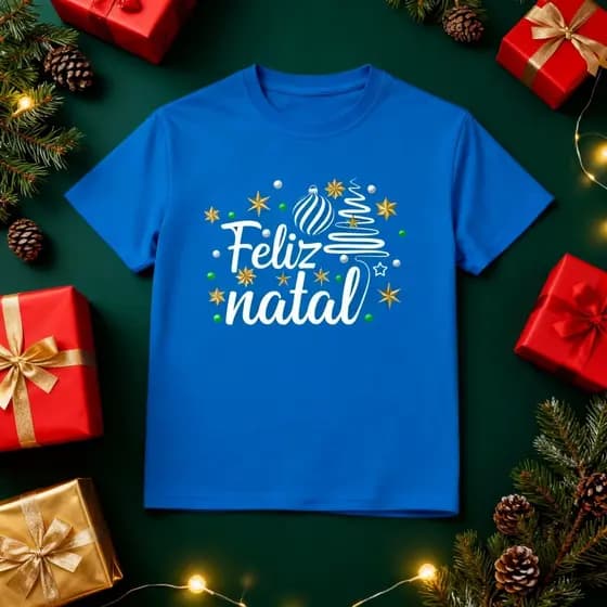 Camiseta Natalina Unissex Feliz Natal 100% Algodão Premium