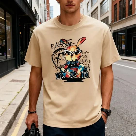 Camiseta Streetwear Masculina Coelho 100% Algodão Fio 30.1