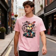 Camiseta Slim Streetwear Coelho Estilo Moderno Algodão Fio 30.1