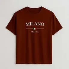 Camiseta Slim Masculina Estampa Milano Itália Algodão Fio 30.1