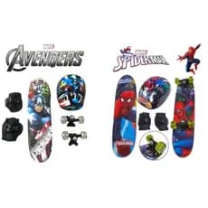 Skate Infantil Radical Personagens Luz De Led Com Kit Proteção