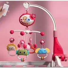 Brinquedo MultiFuncional Criança Recém Nascido Cabeceira Móbile Berço Chocalho Com Projeção De Luzes Som Controle Remoto