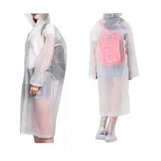 Capa chuva com Gabardina grossa e comprida transparente reforçada reutilizável