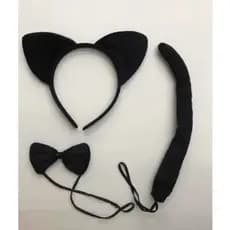 Kit Tiara Gatinho Com Gravata Borboleta E Rabinho