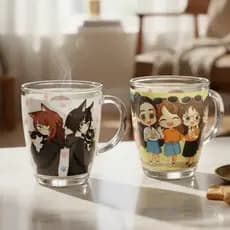 Caneca De Vidro Amigas Amizade Gatinhos 380 Ml