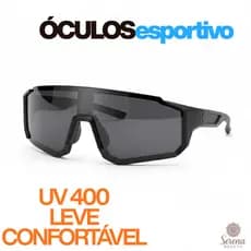 Óculos de Sol Esportivo Preto UV400 Unissex Leve Ciclismo Corrida Academia