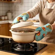 Luvas de isolamento térmico espessadas com estampa de peixe pequeno Pulseiras Anti-escaldante Cozinha Cozimento Luvas de