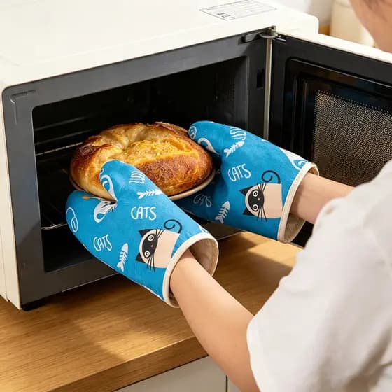 Desenhos animados gato dos desenhos animados isolamento térmico luvas Anti-escaldante forno de cozinha microondas cozime