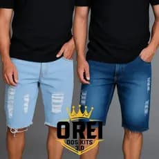 2 Bermudas Jeans Desfiada com Lycra Direto da fabrica Masculino Envio hoje Especial fim do Ano