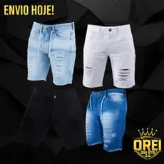 Kit com 4 Bermudas Jeans Rasgada Masculina Preço de Fabrica Envio Hoje