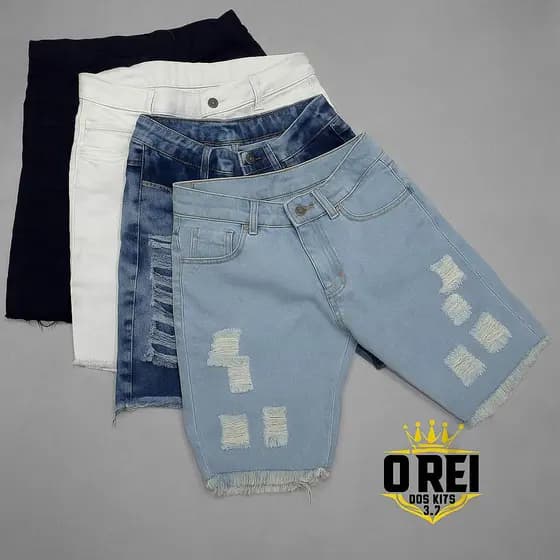 Kit com 4 Bermuda Jeans Desfiada Masculina Moda Jogador Direto da Fabrica + Envio Imediato