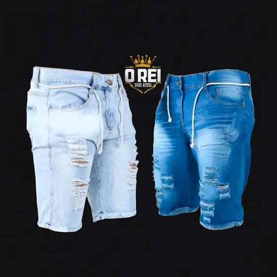 Kit 2 Bermuda Jeans Rasgada Masculina de Alta Qualidade Pronta Entrega