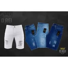 Kit com 4 Jeans Masculino Bermuda Rasgado Várias Cores Preto Branco Claro Escuro Envio Hoje