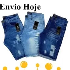 Kit 3 Bermuda Jeans Rasgada Masculina Modelo Jogador Condição especial Fim de Ano