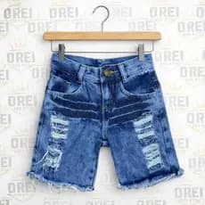 Bermuda Jeans Rasgada Moda Infantil Destroyd Envio Hoje