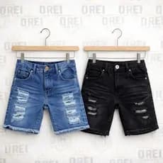 Kit 2 Bermuda Jeans Infantil Rasgada Você Escolhe a Cor Envio Hoje