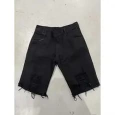 Shorts Masculino Infantil Preto Rasgado Destroyd Moda Juvenil