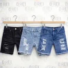 Kit com 3 Bermuda Jeans Infantil Rasgada