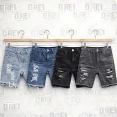 Kit com 4 Bermuda Jeans Infantil Shorts Para Menino Moda Verão Alta Qualidade