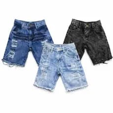 Kit 3 Bermuda Jeans Masculina Infantil Desfiada Envio Hoje Mesmo