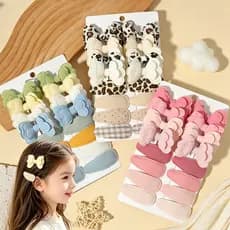 Conjunto De Acessórios Para Cabelo Com Laço De Pano Infantil De 6 A 16 Unidades , Grampos De BB Versáteis E Doces Menina