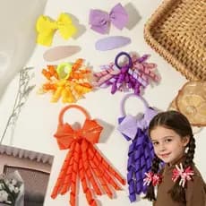6-52 Pçs Criança Sem Machucar Tecido Encaracolado Borla Arco Grampos De Cabelo , Meninas Laços Coloridos Com Clipe Bb ,