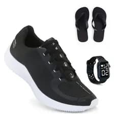 Tenis Masculino + Relogio + Chinelo Esportivo Versatil Academia Corrida Caminhada Ultra leve e Macio