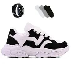 Tenis Feminino Casual + Smart Watch + 1 par de Meia Esportivo Academia Corrida Lançamento Novo