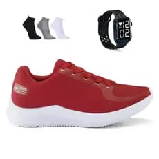Tenis Masculino + Relogio + Meia Esportivo Versatil Academia Corrida Caminhada Ultra leve e Macio