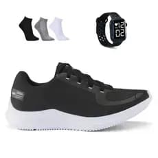 Tenis Masculino + Relogio + Meia Esportivo Versatil Academia Corrida Caminhada Ultra leve e Macio