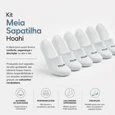 Kit 6 Pares Meia Sapatilha Invisível Hoahi com Silicone Antiderrapante Confortável Unissex Premium