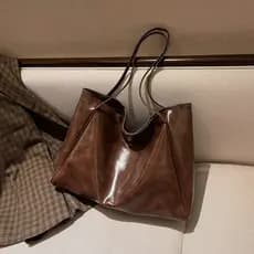 Bolsa Tote Feminina 2026 Novo Estilo Outono E Inverno Japonês Coreano Grande Capacidade De Ombro De Couro Macio vintage