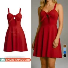 Vestido Feminino Soltinho Curto Rodado Amarração no Busto Ajustável