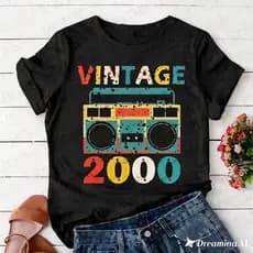 Camiseta Unissex Vintage Ano 2000 100% Algodão Casual T-shirt Verão 2025
