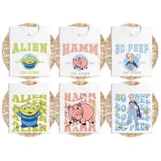 Camiseta Personagens Toy Story "Alien Hamm Bo Peep Mr e Mrs Potato e Forky" Algodão Infantil/Adulto