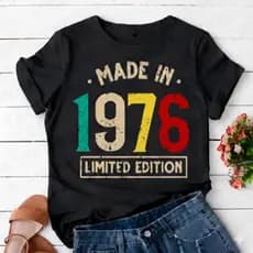 Camiseta Vintage 1976 Ano Data Made In Em Alta Estampada T-shirt Verão Envio Imediato