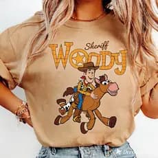 Camiseta Divertida Infantil/Adulto Unissex 100% Algodão Sheriff Woody Toy Story Filme Desenho