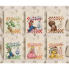 Camiseta Adulto e Infantil Unissex Mario Bros e Turma 100% Algodão - Personagens Jogo Super Mario